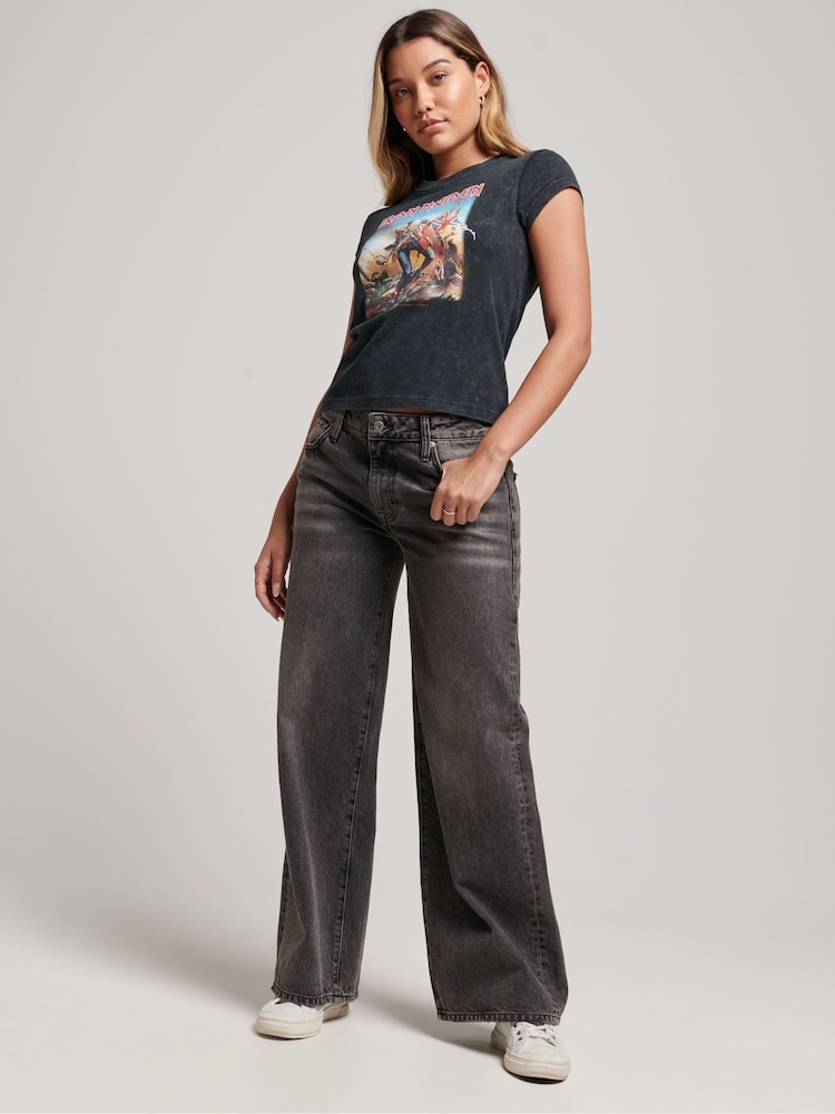 Superdry Black Iron Maiden Cap Sleeve T-Shirt - Image 2 of 5