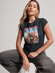 Superdry Black Iron Maiden Cap Sleeve T-Shirt - Image 4 of 5
