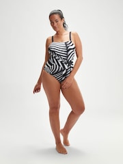 Speedo Black Womens Amberglow Shaping Swimsuit 1 Piece with Removable Bra Pads and Bust Support - Image 4 of 6