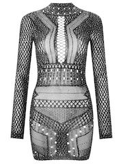 Ann Summers Black Glitter Jewelled Janelle Dress - Image 5 of 5