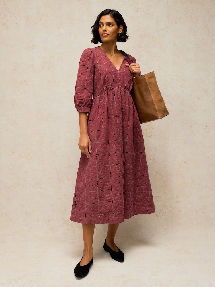 White Stuff Red Lucy Embroidered Cord Dress - Image 1 of 6
