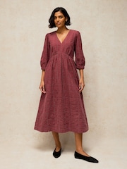 White Stuff Red Lucy Embroidered Cord Dress - Image 4 of 6