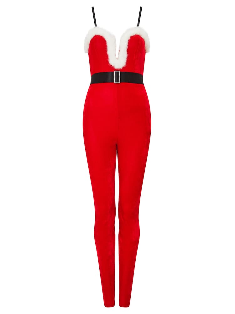 Ann Summers Red Christmas Sexy Santa Velvet Jumpsuit - Image 4 of 4