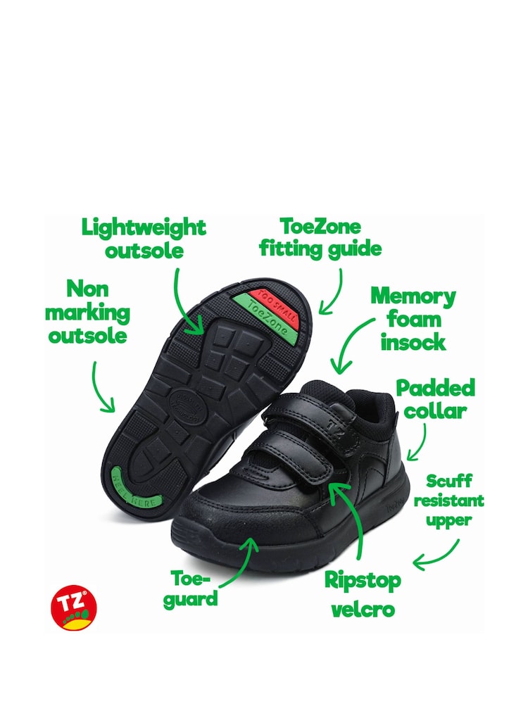 Chaussures Toezone BAY noires Fixation super légère à double bande déchirée rendant vos journées d’école super confortables - Image 4 of 5