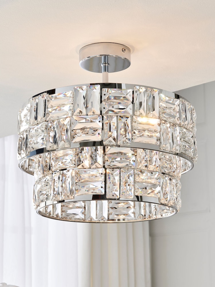 Chrome Alexis 3 Light Flush Ceiling Light - Image 1 of 8
