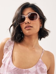 Pink Ombre Effect Cut Out Detail Sunglasses - Image 1 of 7