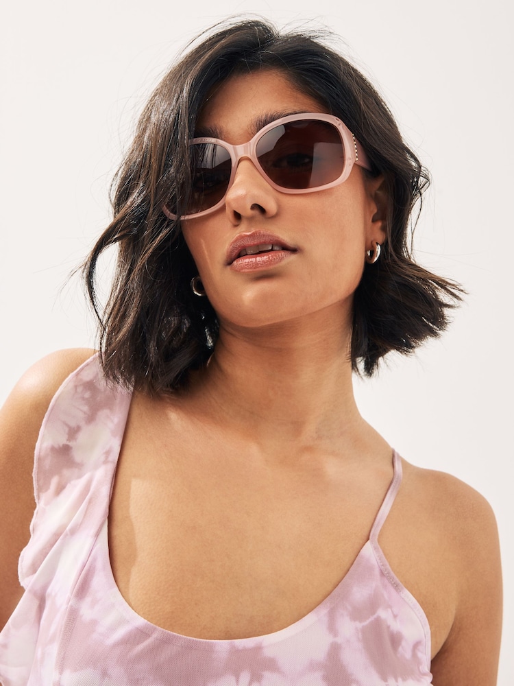 Pink Ombre Effect Cut Out Detail Sunglasses - Image 1 of 7