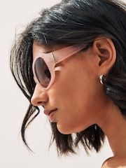 Pink Ombre Effect Cut Out Detail Sunglasses - Image 4 of 7