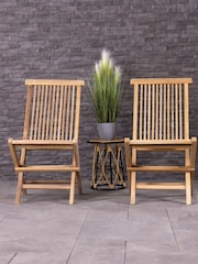 Charles Bentley Natural Pair of Teak Folding Garden Chair - Image 1 of 6