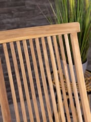 Charles Bentley Natural Pair of Teak Folding Garden Chair - Image 2 of 6