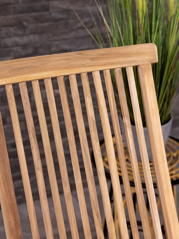 Charles Bentley Natural Pair of Teak Folding Garden Chair - Image 2 of 6