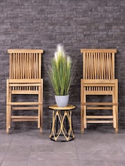 Charles Bentley Natural Pair of Teak Folding Garden Chair - Image 3 of 6