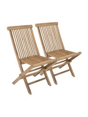 Charles Bentley Natural Pair of Teak Folding Garden Chair - Image 4 of 6