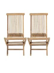 Charles Bentley Natural Pair of Teak Folding Garden Chair - Image 5 of 6