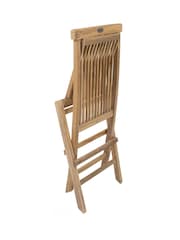 Charles Bentley Natural Pair of Teak Folding Garden Chair - Image 6 of 6