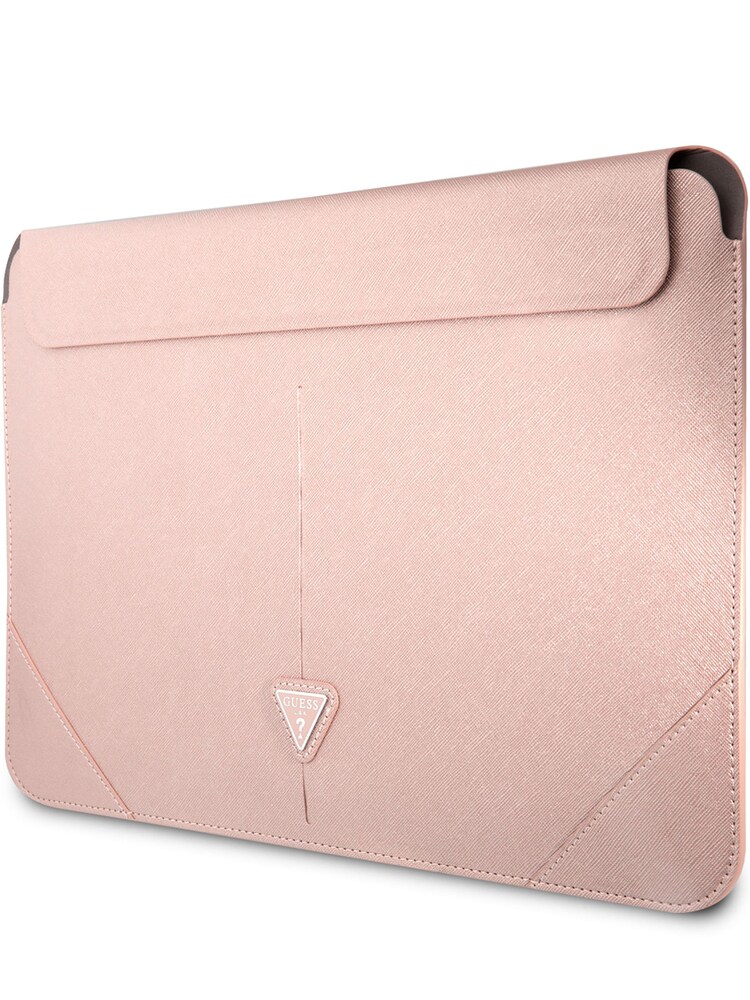 Guess Pink 16 Device Computer Sleeve Pu Saffiano Triangle Metal Logo Bag - Image 1 of 4