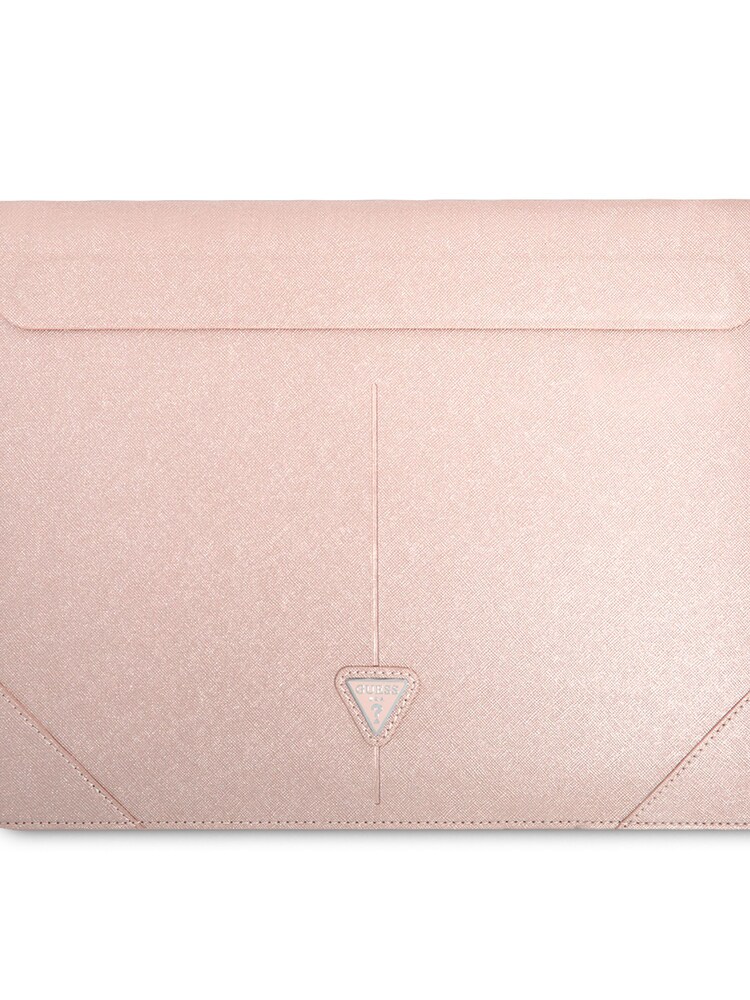 Guess Pink 16 Device Computer Sleeve Pu Saffiano Triangle Metal Logo Bag - Image 2 of 4