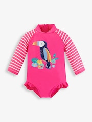 JoJo Maman Bébé Pink UPF 50 Long Sleeve Swimsuit - Image 3 of 3