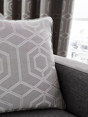 Curtina Grey Camberwell Geo Lined Eyelet Curtains - Image 2 of 3
