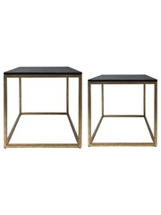 Libra Interiors Gold Kirkstone Set of 2 Side Tables with Galaxy Slate Top - Image 2 of 4