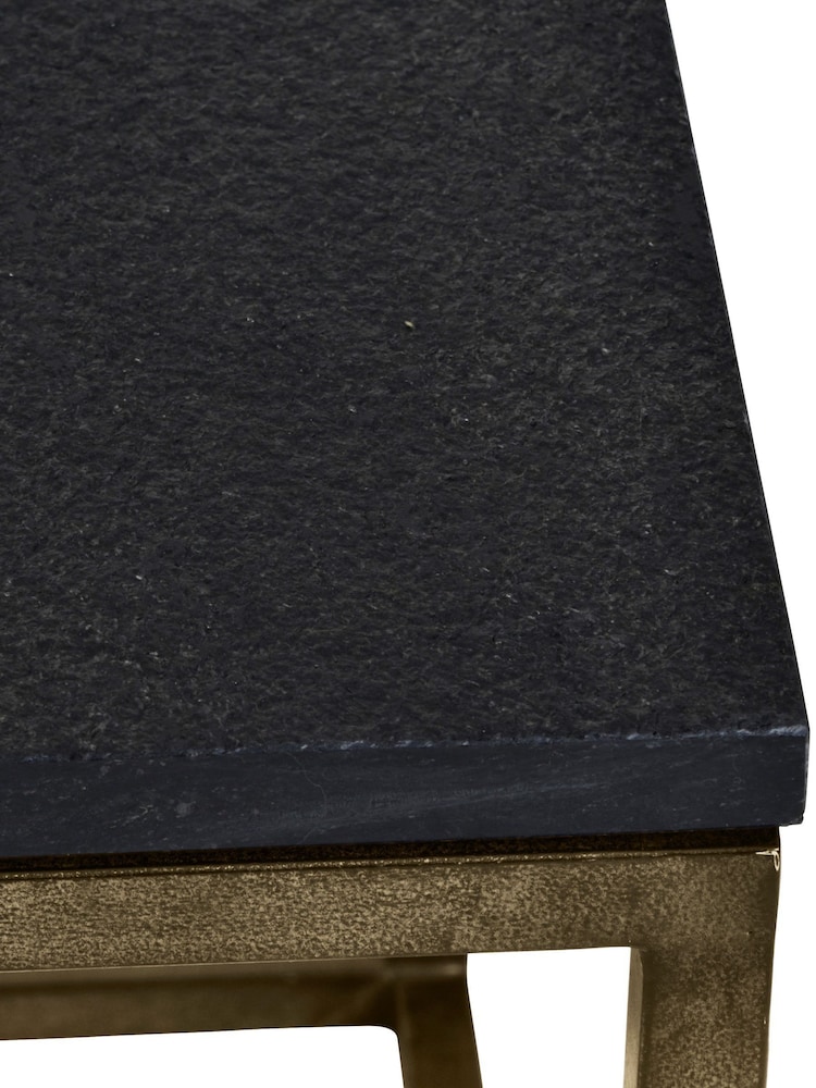 Libra Interiors Gold Kirkstone Set of 2 Side Tables with Galaxy Slate Top - Image 4 of 4
