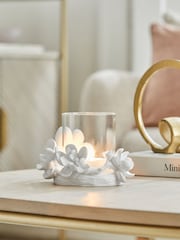 White Floral Tealight Candle Holder - Image 1 of 5