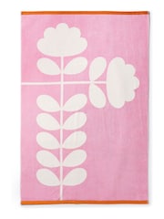 Orla Kiely Pink Cut Stem Tulip Paprika 100% Cotton Towel - Image 4 of 6