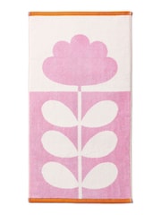 Orla Kiely Pink Cut Stem Tulip Paprika 100% Cotton Towel - Image 6 of 6