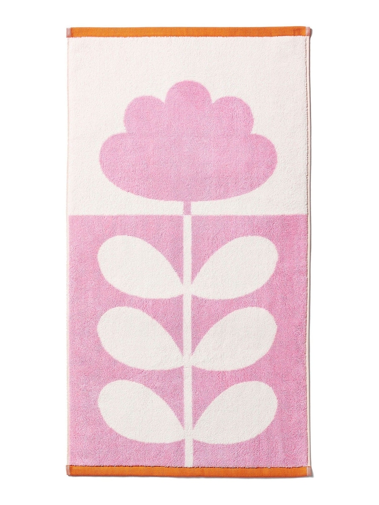 Orla Kiely Pink Cut Stem Tulip Paprika 100% Cotton Towel - Image 6 of 6