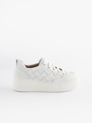 White Signature Forever Comfort® Leather Weave Chunky Wedge Platform Trainers - Image 2 of 7