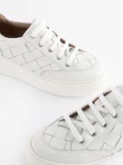 White Signature Forever Comfort® Leather Weave Chunky Wedge Platform Trainers - Image 3 of 7
