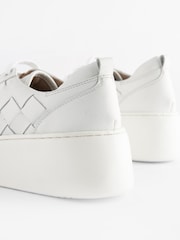 White Signature Forever Comfort® Leather Weave Chunky Wedge Platform Trainers - Image 4 of 7