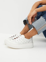 White Signature Forever Comfort® Leather Weave Chunky Wedge Platform Trainers - Image 6 of 7