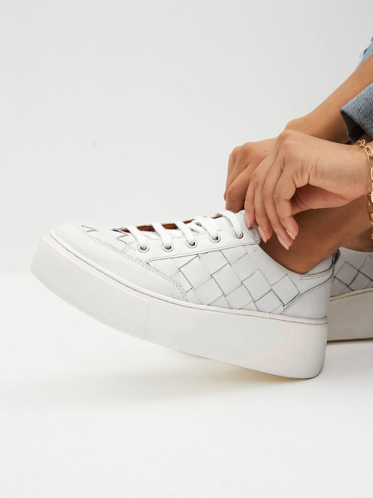 White Signature Forever Comfort® Leather Weave Chunky Wedge Platform Trainers - Image 7 of 7