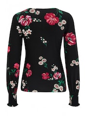 Pour Moi Black Lucinda Jersey Lace Detail Leopard Print Long Sleeve T-Shirt - Image 4 of 4