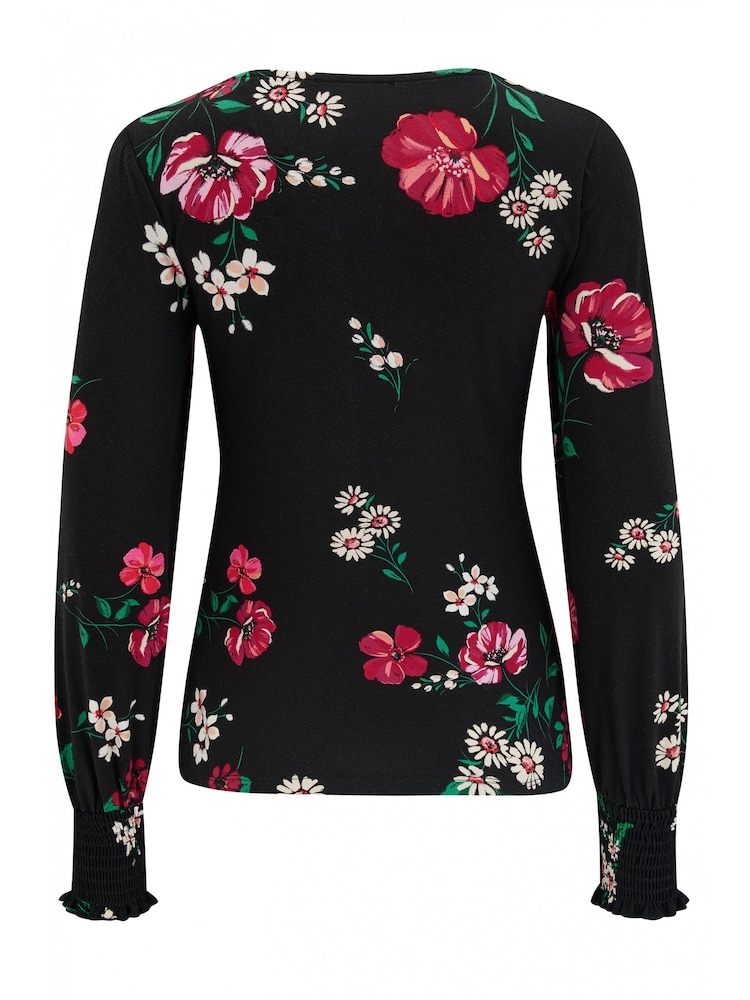 Pour Moi Black Lucinda Jersey Lace Detail Leopard Print Long Sleeve T-Shirt - Image 4 of 4