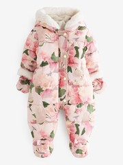 rožnata - Baker by Ted Baker Shower Resistant Floral Snowsuit With Mittens - Slika 1 iz 5