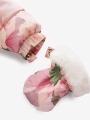 rožnata - Baker by Ted Baker Shower Resistant Floral Snowsuit With Mittens - Slika 3 iz 5