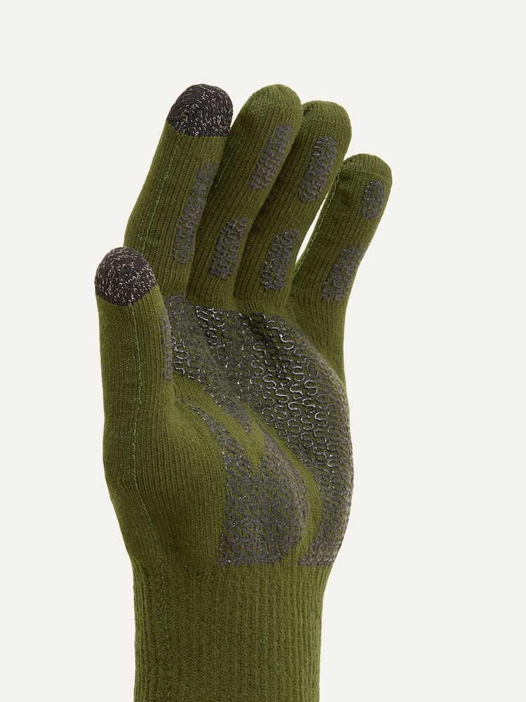 Sealskinz Green Anmer Waterproof All Weather Ultra Grip Knitted Gloves - Image 3 of 3