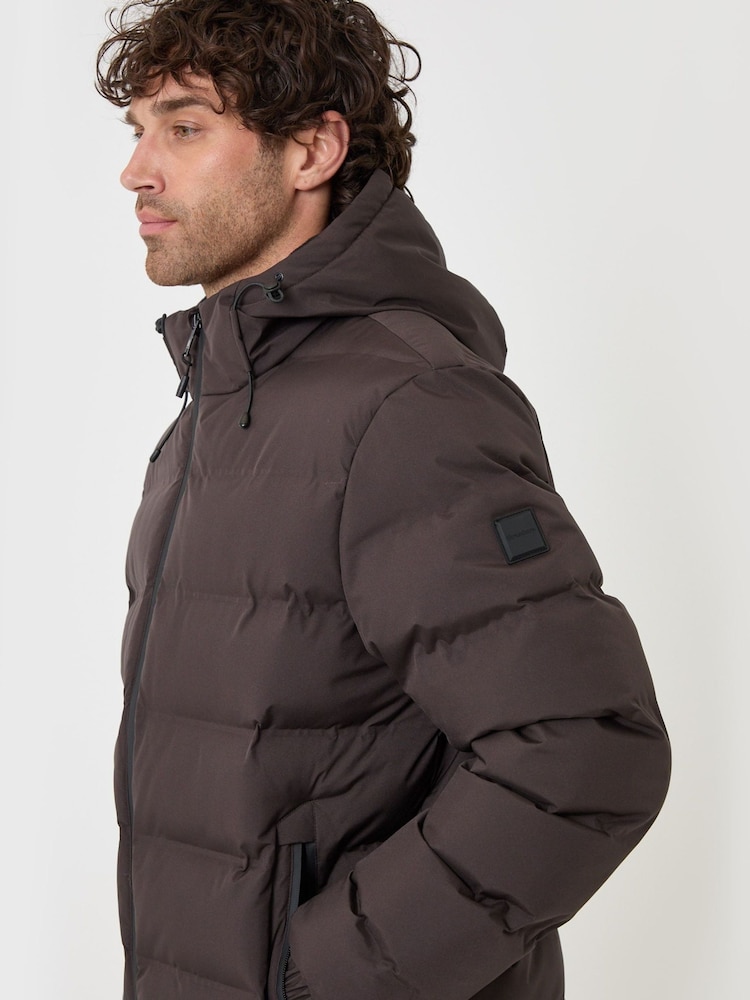 Threadbare Brown Showerproof Ripstop Puffer Coat - Image 2 of 5 Threadbare Brown Showerproof Ripstop Puffer Coat - Image 2 of 5