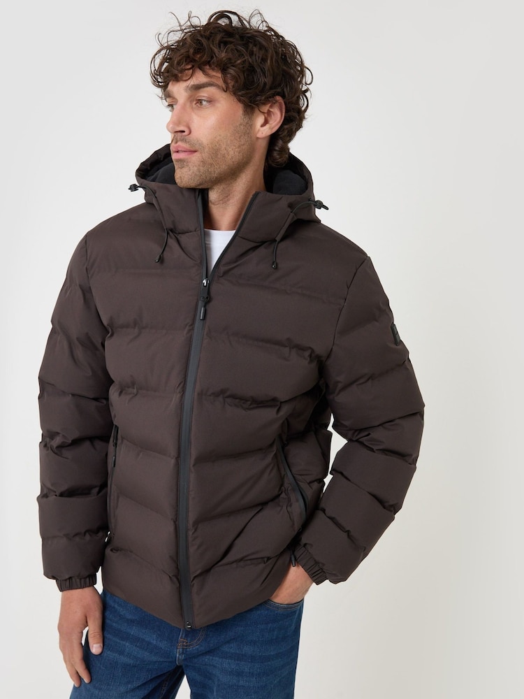 Threadbare Brown Showerproof Ripstop Puffer Coat - Image 5 of 5 Threadbare Brown Showerproof Ripstop Puffer Coat - Image 5 of 5