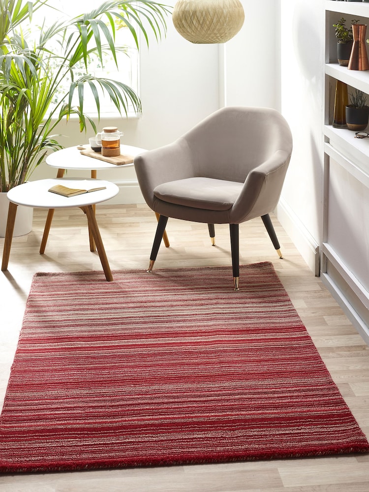 Origin Rug Collection. Red Fine Stripe Rug - Image 1 of 7 Origin Rug Collection. Red Fine Stripe Rug - Image 1 of 7