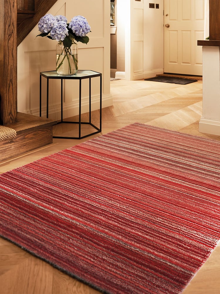 Origin Rug Collection. Red Fine Stripe Rug - Image 2 of 7 Origin Rug Collection. Red Fine Stripe Rug - Image 2 of 7
