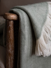 Garden Trading Sage Stockwell Herringbone Throw Wool - Image 3 of 4