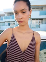 Hush Purple Air Flow Seam Detail V-Neck Maxi Slip Dress - Image 6 of 7