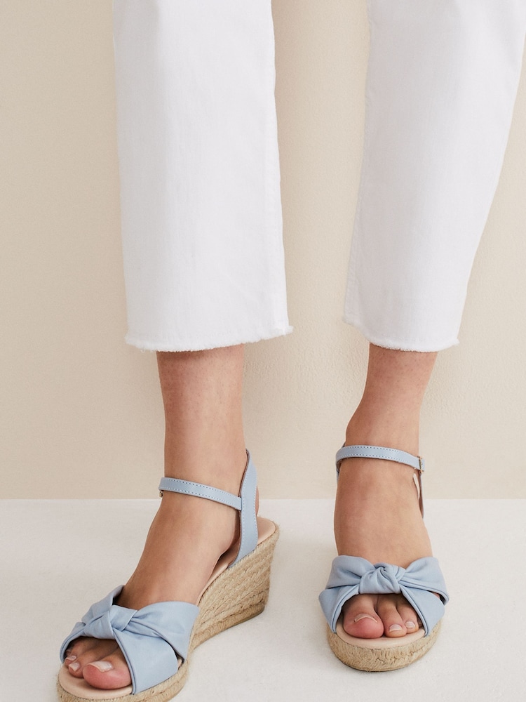 Phase Eight Blue Leather Knot Front Espadrille Sandals - Image 1 of 6