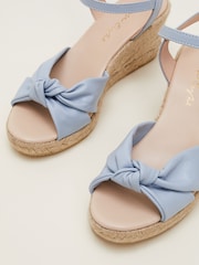 Phase Eight Blue Leather Knot Front Espadrille Sandals - Image 4 of 6