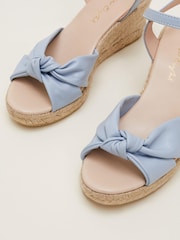 Phase Eight Blue Leather Knot Front Espadrille Sandals - Image 6 of 6