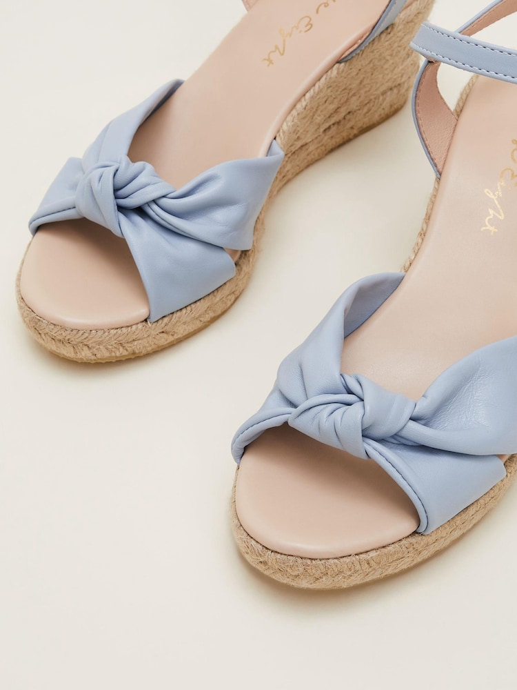 Phase Eight Blue Leather Knot Front Espadrille Sandals - Image 6 of 6