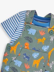 JoJo Maman Bébé Khaki 2-Piece Safari Print Dungarees & Top Set - Image 3 of 3